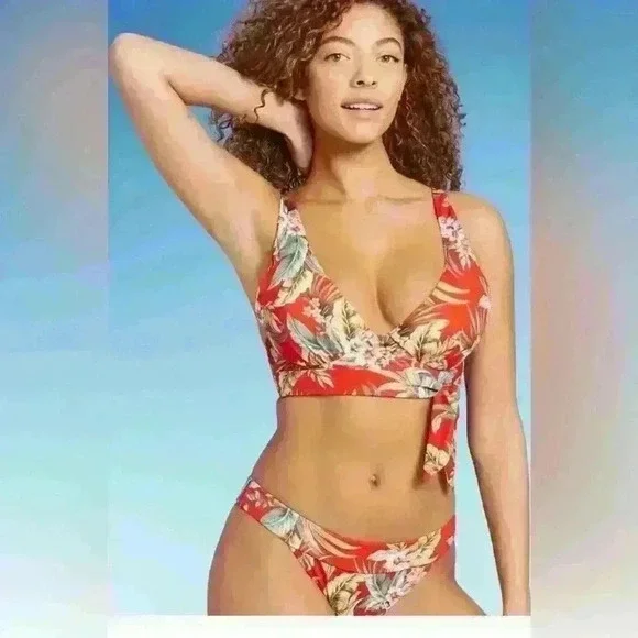 Bikini, 34C top, S bottom, tropical print, shade & shore brand, NWT, vacation! - Picture 2 of 6